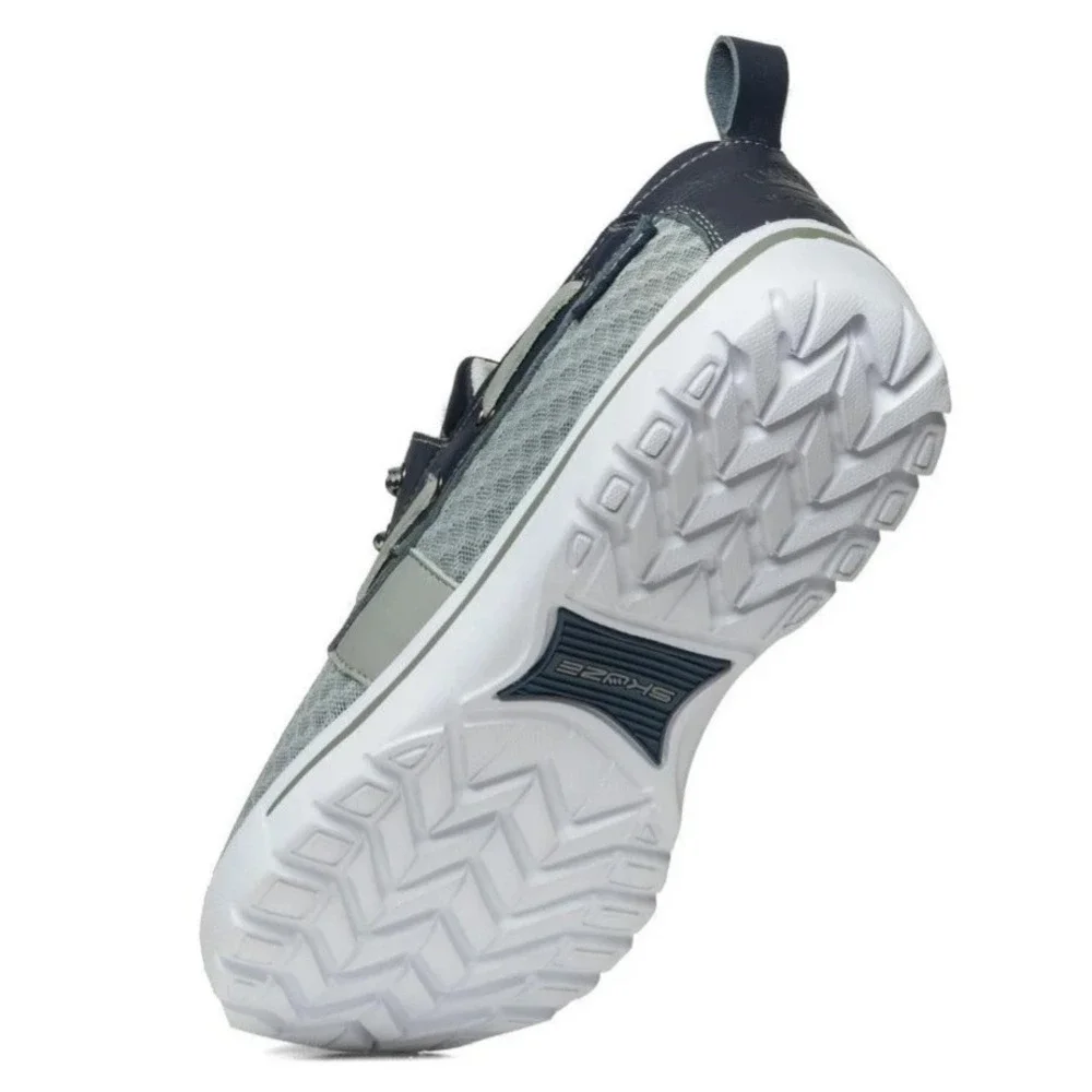 Skuze Del Marina Mens Boat Shoes Grey Navy Blue Mesh Lightweight Size 6